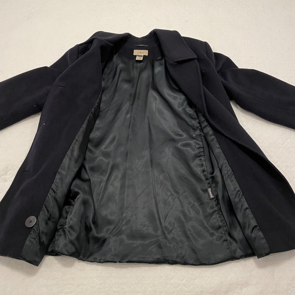 Women's LL Bean Wool Thinsulate Black Peacoat 18 - Picture 8 of 10